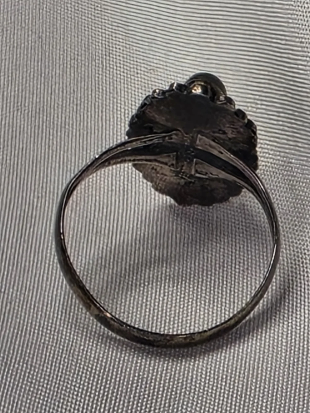Vintage Sterling Silver Abalone Oval Ring, SZ 6.75